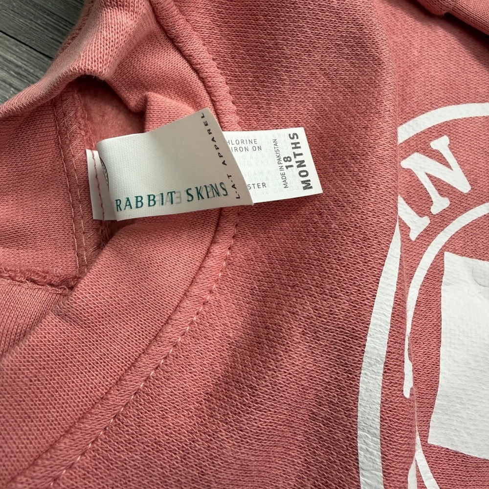 Made in New Mexico Romper Sweatsuit by Rabbit Skins Size 18M Salmon Pink - Picture 4 of 12